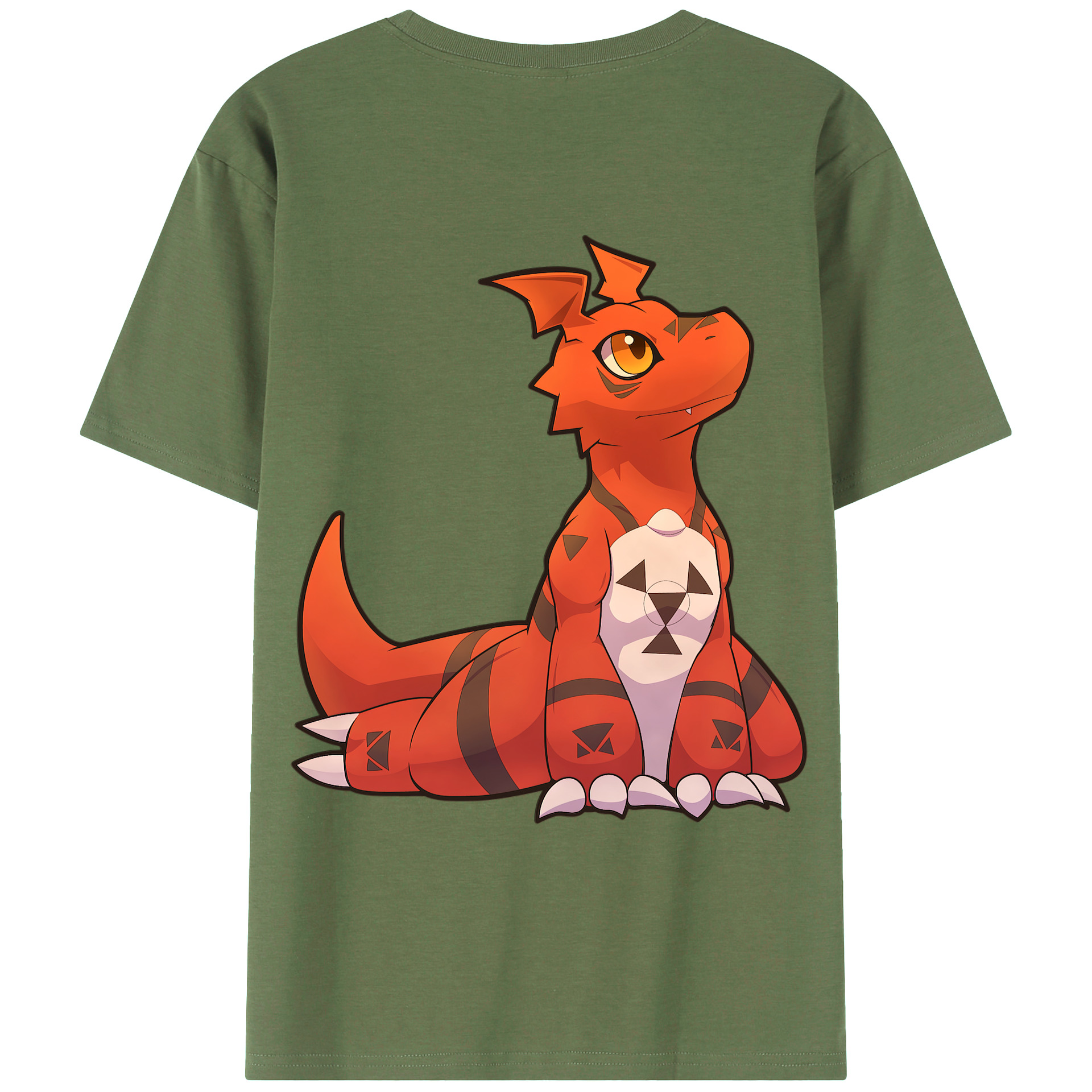 （画像用） Digimon デジタルモンスター/デジモン 綿100％ メンズ半袖Tシャツ（バックプリント） 通気性